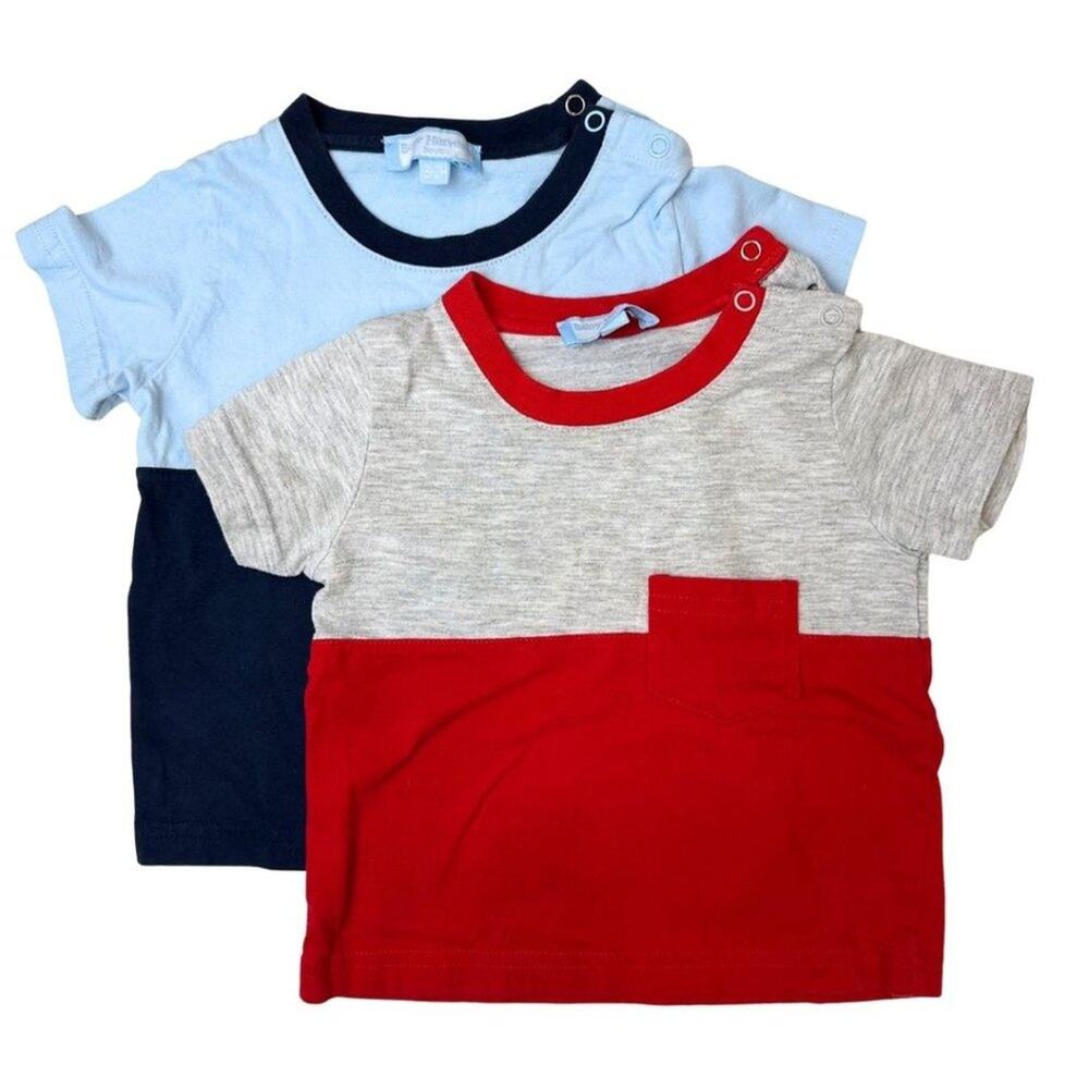 Baby Harvest Set of 2 Short T-Shirt in Light Gray, Red, Blue 18-24M